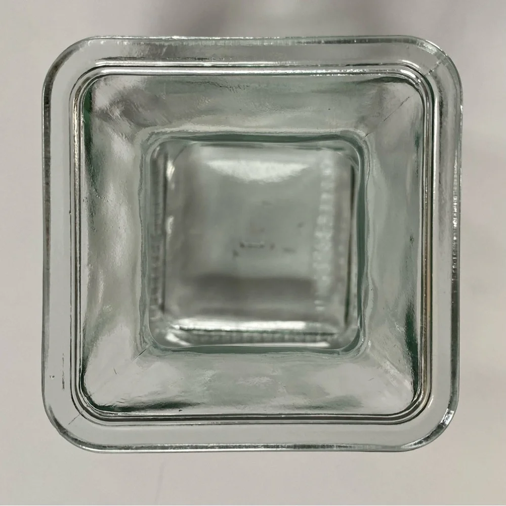 Glass Bulb Vase Square Clear With Flared Top 5” Tall EUC Flower Floral Flared